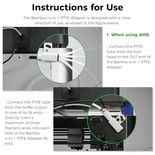 ENOMAKER Bamboo Lab 4-in-1 PTFE Adapter,Multi-Material Bowden Tube Connector,Upgrade Hub Expansion Port for Connect 4 Feeding Modules(AMS,Non-AMS Filament TPU,CF) for X1/X1C/X1E/P1/P1P/P1S/P2S/H2S/H2D - style: 4-in-1 PTFE Adapter for X1/P1/H2