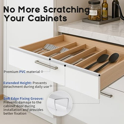 Cabinet Protector Edge Guard (Pack of 12), 24" Clear PVC Cabinet Edge Protectors for 3/4" Thick Kitchen Cabinets Doors – Slip-On No-Tool Sliding Installation - size: 24 Inches