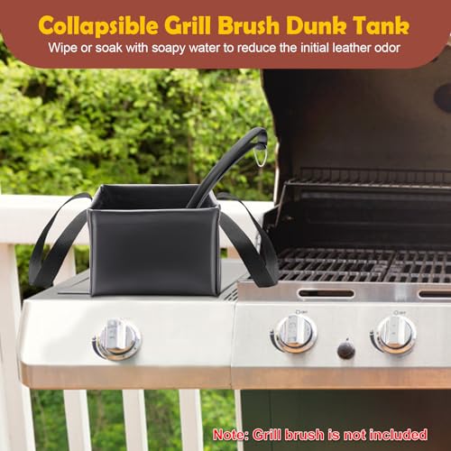Collapsible Grill Brush Water Bucket & Dunk Tank for Stainless-Steel Grates, Steam Grill Brush