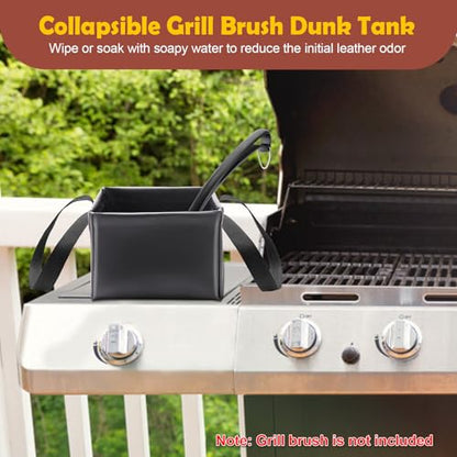 Collapsible Grill Brush Water Bucket & Dunk Tank for Stainless-Steel Grates, Steam Grill Brush