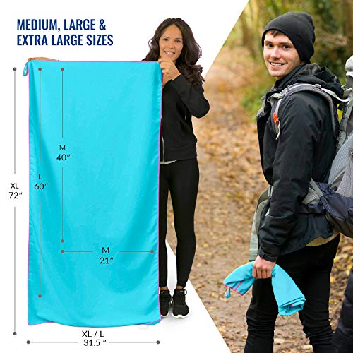 VENTURE 4TH Quick Dry Travel Towel, Ultra Soft Microfiber - 3 Sizes - color: Blue Pink, size: 40.00" x 21.00"