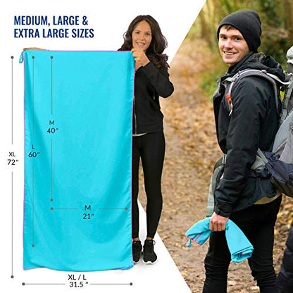VENTURE 4TH Quick Dry Travel Towel, Ultra Soft Microfiber - 3 Sizes - color: Blue Pink, size: 40.00" x 21.00"