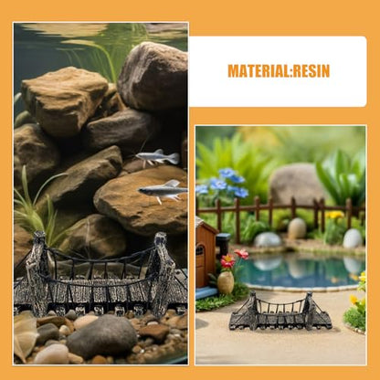 NUOBESTY 2pcs Aquarium Bridge Decor, Resin Fish Tank Ornament, Natural Style Climbing Platform and Hideout for Fish Tank Landscaping