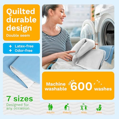 Washable Underpads - Large Pads for use as Incontinence Bed Pads, Reusable Pet Pads, Great for Dogs, Cats, Bunny, Seniors Bed Pad (Pack of 4-34x36)