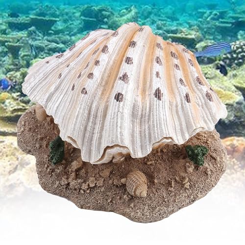 Aquarium Ornament with Bubbling Action for Fish Tanks – Resin Shell Pearl Decor