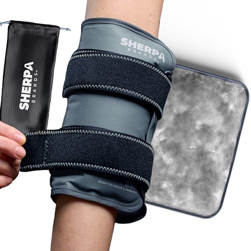 Medium Gel Ice Pack Wrap with Straps, Stretchable 8" x 23" | Hot and cold gel ice pack for pain relief, tennis elbow, ankle, foot & hand, iwith straps hold pack securely in place, grey - size: Medium, style: Grey
