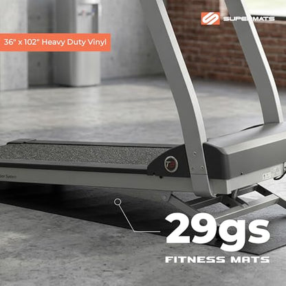 SuperMats High Density Commercial Grade Solid Equipment Mat 29GS Made in U.S.A. for Large Treadmills Ellipticals Rowers Water Rowing Machines Recumbent Bikes and Exercise Equipment (3-Feet x 8.5-Feet) (36" x 102") (91.4 cm x 259.1 cm),Black - color: Black