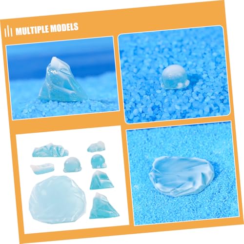 Wakauto 8pcs Aquarium Snow Mountain Décor Thematic Ornaments, 2pcs Realistic Miniature Iceberg Model Fish Tank Glacier Landscape Decoration Tank Accessories