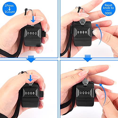 FEBSNOW 2 Pack Tally Counter Clicker 4 Digit Number for School Event - color: Two Black