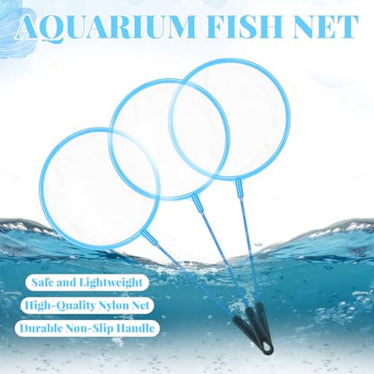 12 Pcs Aquarium Fish Net Cleaner Fish Tank Small Aquarium Nets Mini Cleaner Nets High Density Fishes Fine Tank Filter Net for All Fishes (Blue)