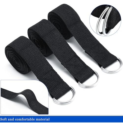 Leyndo Yoga Strap Stretching Pilates Exercise Adjustable Straps 6 ft Non Elastic Yoga Belt with Adjustable D Ring Buckle for Pilates Gym Workouts Fitness - color: Black