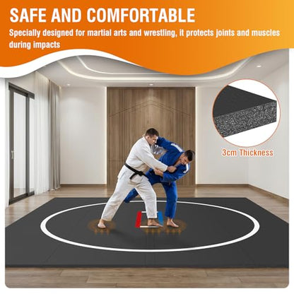 300x300cm Jiu Jitsu Wrestling Mats for Home Foldable XPE Jiu Jitsu Floor Exercise Mat Waterproof 1.18in Thick for BJJ MMA Martial Art Boxing Grappling and Judo