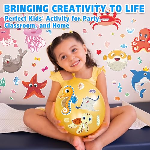 42 Pcs Ocean Animals Make-a-Face Sticker Sheets for Kids - 14 Sea Creature Designs for Party Favors, Classroom Activities, Arts & Crafts - style: Ocean Animals
