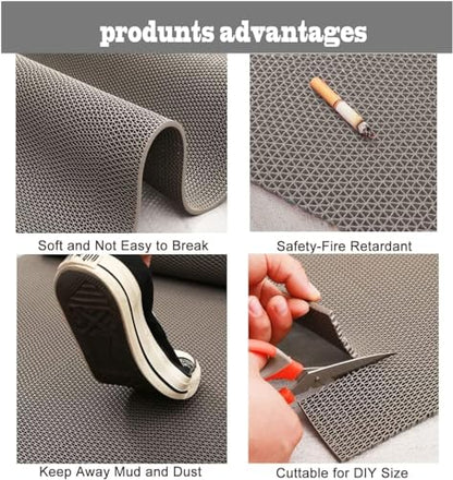 PVC Drainage Floor Mat 3X10 FT Non-Slip Commercial Wet Area Mat for Outdoor and Indoor Restaurant Kitchen Bar Swimming Pool Splash Matting Water Drain Flooring Mat,Grey