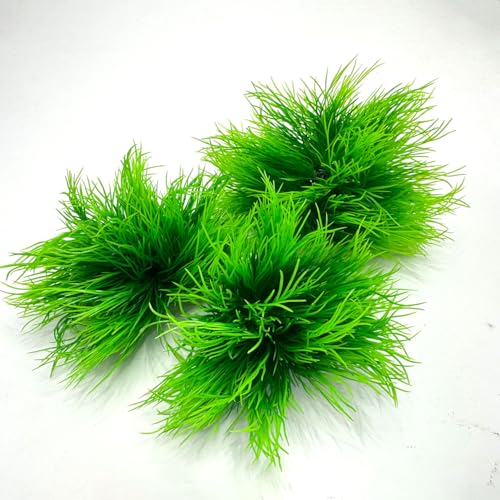 3 Pack Aquarium Plants,Decorations Artificial Fish Tank Plants with Weighted Base Green Aquarium Decor for Betta Tanks Aquascaping Reptile Terrariums (Green 3Pcs)