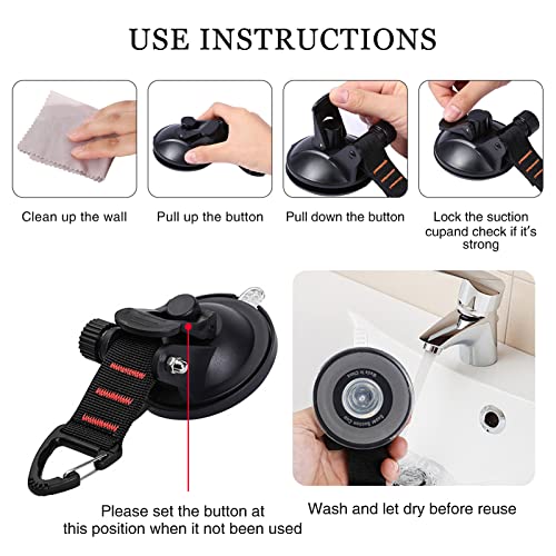 Suction Cups Hooks 8 pcs Car Camping Essentials Heavy Duty Tie Down Suction Cup Camper Accessories with Securing Hook Strong Power for Car Awning Boat SUV Tent Trap Window Glass.(8 pcs)