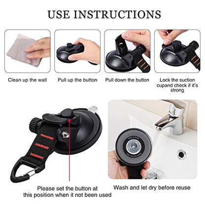 Suction Cups Hooks 8 pcs Car Camping Essentials Heavy Duty Tie Down Suction Cup Camper Accessories with Securing Hook Strong Power for Car Awning Boat SUV Tent Trap Window Glass.(8 pcs)
