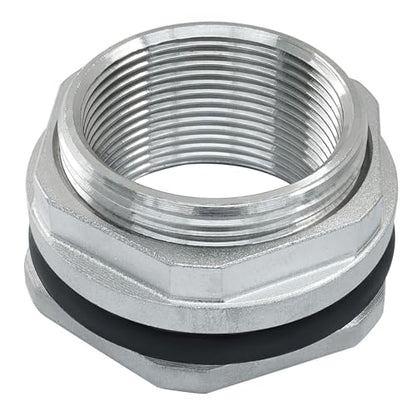 Murtenze 1.5" Bulkhead Water Tank Connector, Stainless Steel Water Tank Fitting Thru-bulk Adapter, Water Pipe Connector for Rain Barrels/Aquariums/Water Tanks - size: 1.5 Inch