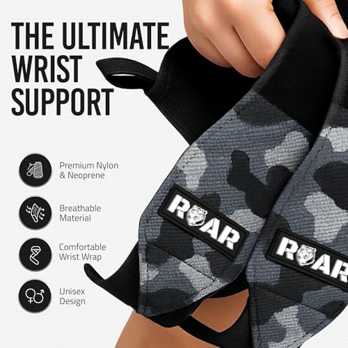 Wrist Wraps for Weightlifting (Pair) – Heavy-Duty Wrist Support with Thumb Loop, Reinforced Stitching & Strong Velcro – For Bench Press, Cross Training, Strength Training & Gym Workouts