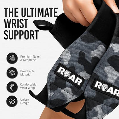Wrist Wraps for Weightlifting (Pair) – Heavy-Duty Wrist Support with Thumb Loop, Reinforced Stitching & Strong Velcro – For Bench Press, Cross Training, Strength Training & Gym Workouts