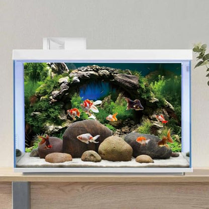 AWERT 36x24 inches Arch Stone Aquarium Background River Bed & Lake Aquarium Vinyl Background Aquatic Plant Fish Tank Background