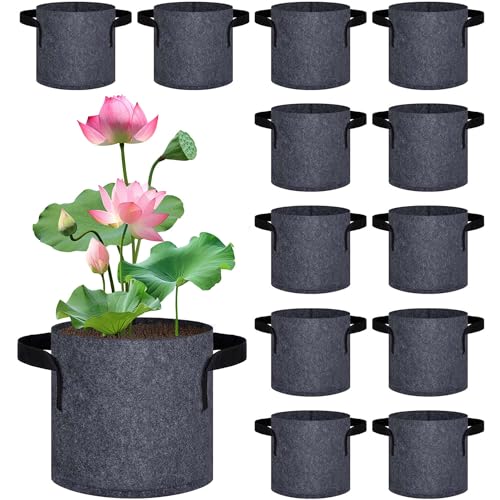 12 Pack Aquatic Plant Pots for Pond, Reusable Fabric Aquatic Plant Pots, Breathable Pond Plant Basket Grow Bags with Handles for Aquatic Plants, Bog Plant, Water Lily, Lotus, Flower (1 Gallon)