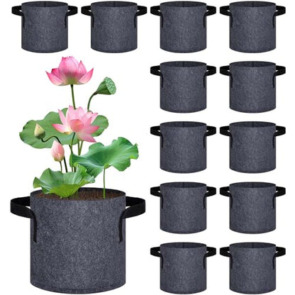 12 Pack Aquatic Plant Pots for Pond, Reusable Fabric Aquatic Plant Pots, Breathable Pond Plant Basket Grow Bags with Handles for Aquatic Plants, Bog Plant, Water Lily, Lotus, Flower (1 Gallon)