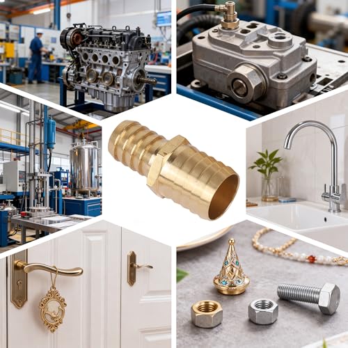 Brass Hose Barb Reducer 1/2" to 3/8" Barbed Reducer Fitting Reducing Splicer Mender Union Adapter for Air Water Fuel
