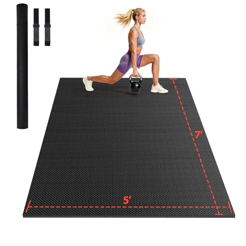 Stepwaver Large Exercise Mat, 6'x4'/7'x5'/8'x5'/9'x5'/10'x5'/12'x5'x8mm - size: 7'x 5'x 7mm