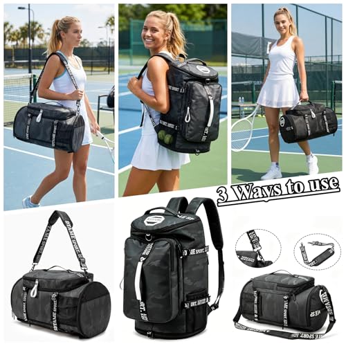 SDTAME Gym Duffel Backpack with Shoe Pocket & Laptop Sleeve - color: Brown