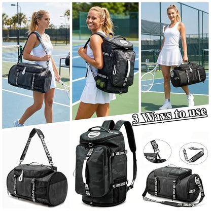 SDTAME Gym Duffel Backpack with Shoe Pocket & Laptop Sleeve - color: Brown