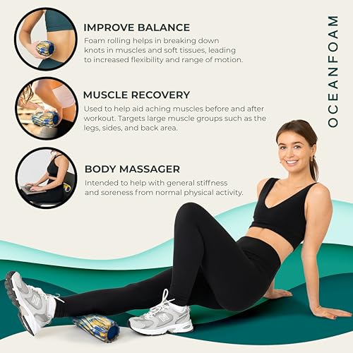 Oceanfoam Ripple Roller - Small Foam Roller (Royal, Gold & Natural Marbled) - color: Royal, Gold & Natural Marbled