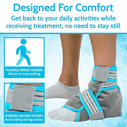 Arctic Flex Ankle Foot Ice Pack Wrap - Reusable Gel for Hot Cold Therapy