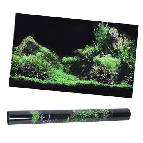 Aquarium Background Sticker, Fish Tank Seafloor Water Grass Decoration Painting, PVC Sticker for Fish Tank, Tropical Marine Landscape (76 * 46cm) - size: 76*46cm