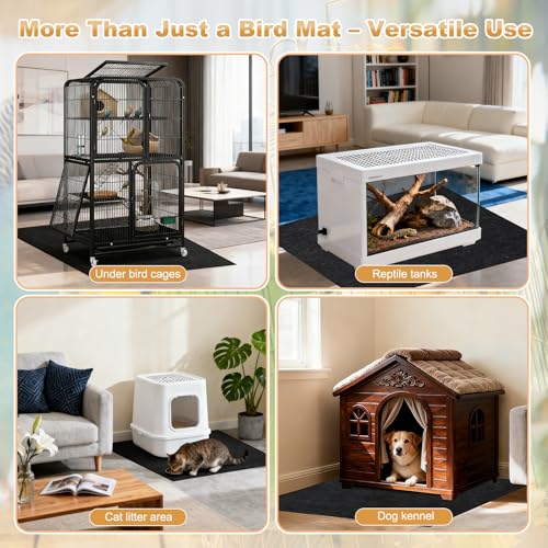 39x39 Inch Bird Cage Floor Mat, Under Pet Cage Mat for Large Bird Cage, Dog Kennels, Absorbent/Waterproof and Non Slip Felt Mat, Protect the Floor, and Easy to Clean