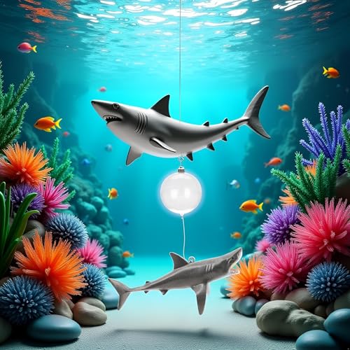 1 Pc Floating Shark Ornament - Adjustable Aquarium Shark Animal Decor | Aquarium Floating Shark Ornaments Thematic Ornaments Suitable for Aquarium All Kinds of Fish Tank and Home, Shark Pool Décor