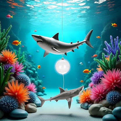 1 Pc Floating Shark Ornament - Adjustable Aquarium Shark Animal Decor | Aquarium Floating Shark Ornaments Thematic Ornaments Suitable for Aquarium All Kinds of Fish Tank and Home, Shark Pool Décor