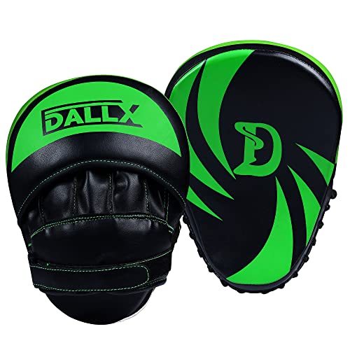 DALLX Sports Punch Mitts Target Focus Pads Hook and Jab Curved for MMA Training Martial Arts Karate Kickboxing Muay Thai with Adjustable Straps Ventilated - color: Green