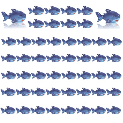 50PCS Mini Ocean Animals Figurines Ornaments Resin Sea Animal Tiny Resin Figurines for Fish Tank Decorations Party Favor Garden Accessories Gift (Grey Shark) - color: Grey Shark