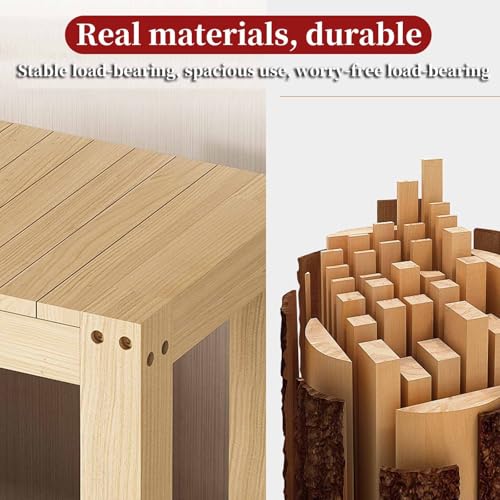 FORRTY Solid Wood Aquarium Stand – Heavy Duty Wooden Fish Tank Stand With 2-Tier Storage | Natural Pine Reptile Tank Table | Indoor Plant Rack | Printer Table | Multi-Purpose Shelf | 30–150cm Width(Wo