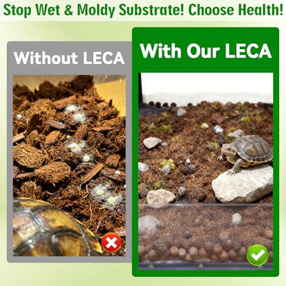 2QT Leca Clay Pebbles for Reptile Substrate - Organic Expanded Clay Balls for Bioactive Terrarium Drainage Layer & False Bottom, Lightweight Hydro Balls for Leopard Gecko, Tortoise, Frog
