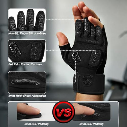 COFIT Padded Workout Gloves with Wrist Support, Gym Gloves for Men Women - size: Medium