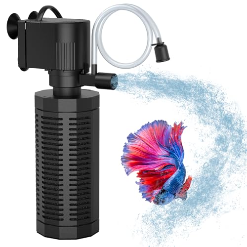 Aquarium Internal Filter for 20-50 Gallons, Ultra-Quiet Fish Tank Filter Biochemical Filtration 320GPH Powerful Pump Submersible Aquarium Filter Tank Clear Air Supply (13W) - style: 13W