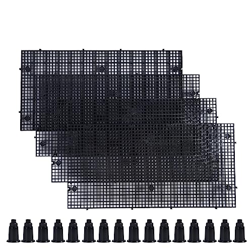 Plastic Grid Divider Tray Egg Crate Louvre Aquarium Fish Tank Bottom Isolation with Bracket (4pcs Black)