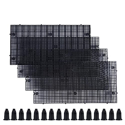 Plastic Grid Divider Tray Egg Crate Louvre Aquarium Fish Tank Bottom Isolation with Bracket (4pcs Black)