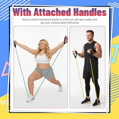 5 Pcs Exercise Resistance Bands Set with Handles & Door Anchor 5-Level Tube Resistance Bands for Strength Training Muscle Toning Home Workouts for Men and Women
