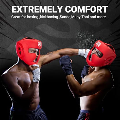 Boxing Headgear - color: Red, size: Large
