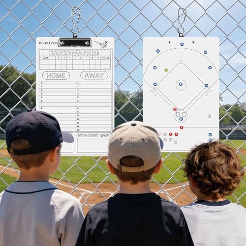 Magnetic Baseball Coach Clipboard, Dry Erase Coach Lineup Board, Premium Tactical Baseball Coaching Board with 40 Lineup Cards and Marker, Dugout Display Softball Coaching Accessories - color: B-vertical