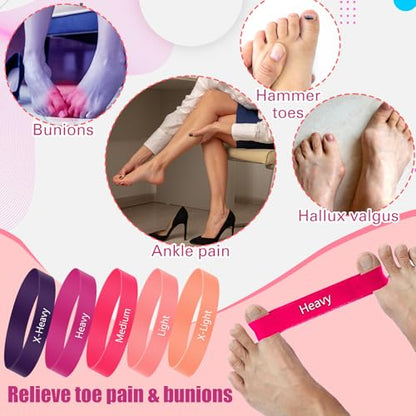 WinnerWhy 5 Pack Toe Exercise Bands Stretcher Separator Spacer,Pink - color: Pink