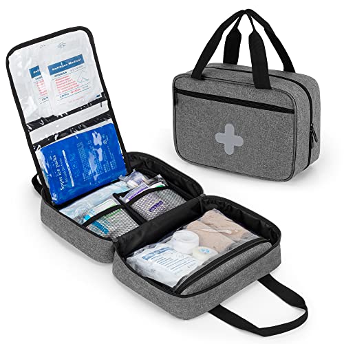 CURMIO Empty First Aid Kits Case, Portable Emergency Kit Organizer, Gray - color: Gray